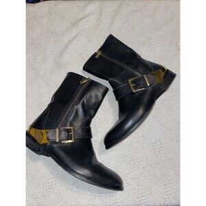 Charles David Italy Women’s Zip Side Boots Size 6.5 M Black Leather Going Out